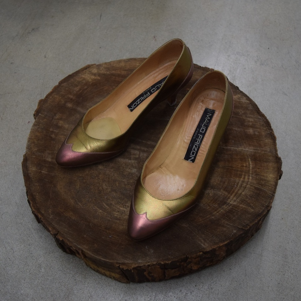 MAUD FRIZON Paris Gold Rose Leather Pumps 35.5